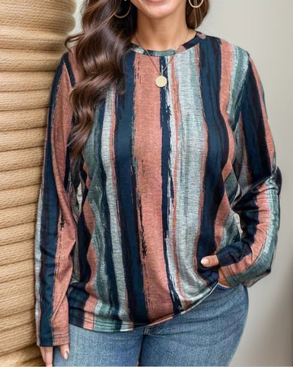 Big Size Women's Long Sleeve Casual Printed T-Shirt