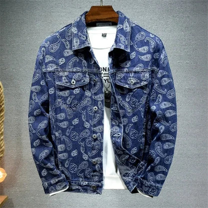 2026 New Men Pure Colour Denim Jacket Single-breasted Lapel Daily