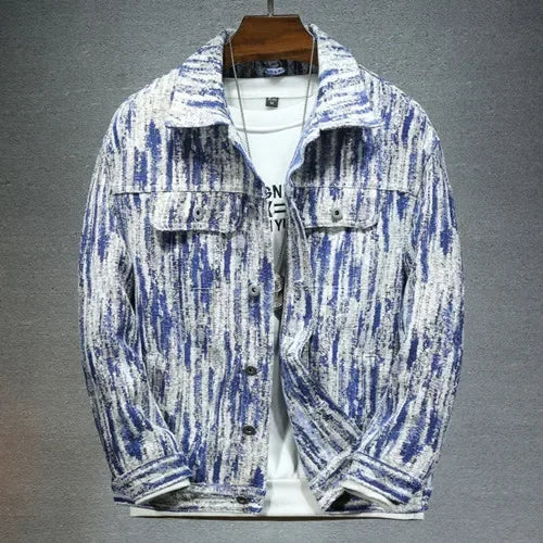 2026 New Men Pure Colour Denim Jacket Single-breasted Lapel Daily