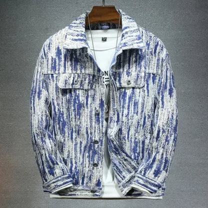 2026 New Men Pure Colour Denim Jacket Single-breasted Lapel Daily