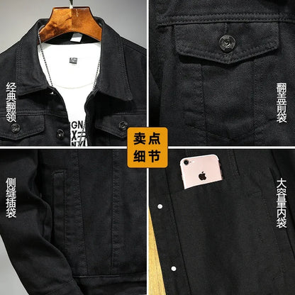 Spring Autumn New Fashion Men's Casual Trendy Black Solid Color