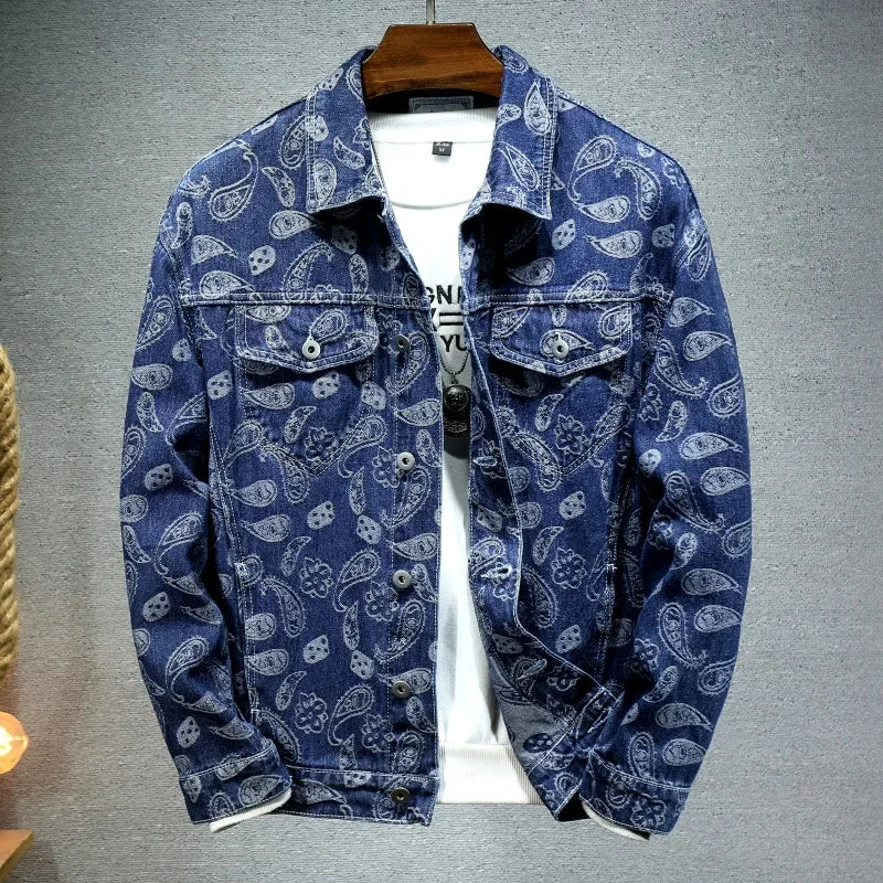 2026 New Men Pure Colour Denim Jacket Single-breasted Lapel Daily