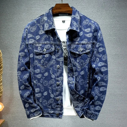 2026 New Men Pure Colour Denim Jacket Single-breasted Lapel Daily