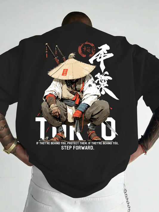 Anime Samurai Tokyo Warrior 100% Cotton Men Woment T-shirt
