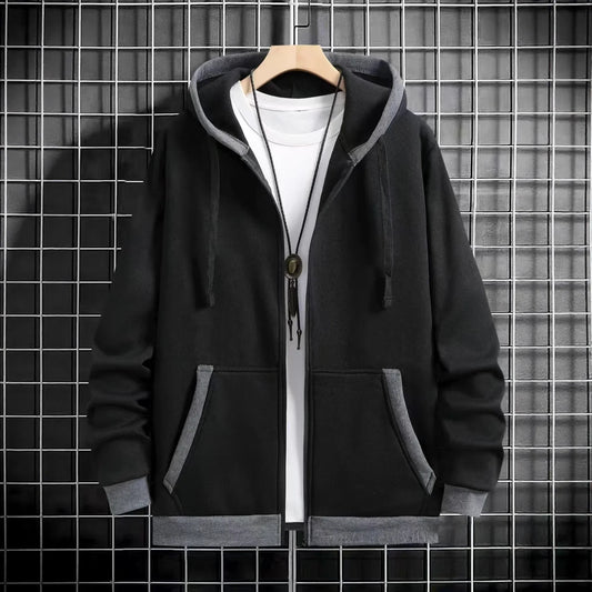 Thickened Men's Hooded Zipper Cardigan Casual Outerwear Fashionable