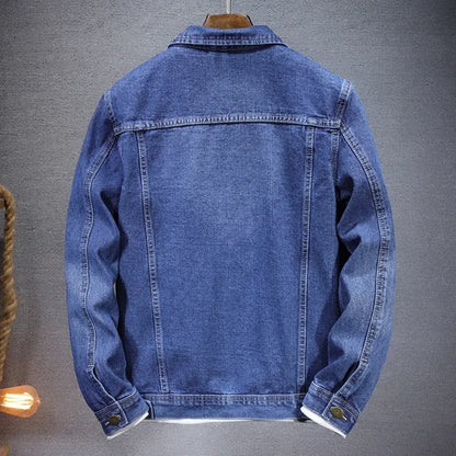 2026 New Men Pure Colour Denim Jacket Single-breasted Lapel Daily