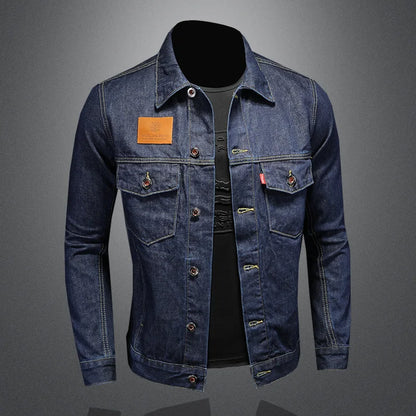 Men's High-Quality Dark Blue Casual Denim Coat Classic Fashion