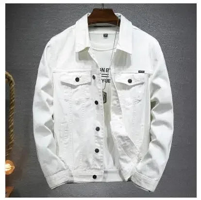 2026 New Men Pure Colour Denim Jacket Single-breasted Lapel Daily