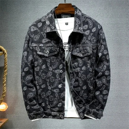 2026 New Men Pure Colour Denim Jacket Single-breasted Lapel Daily