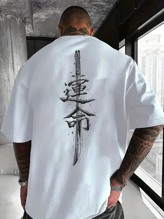 Men's fate Traditional Chinese character pattern printed