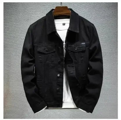 2026 New Men Pure Colour Denim Jacket Single-breasted Lapel Daily