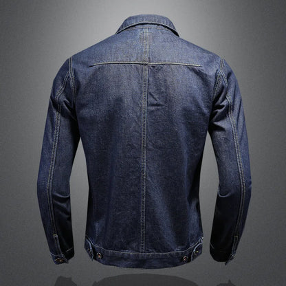 Men's High-Quality Dark Blue Casual Denim Coat Classic Fashion