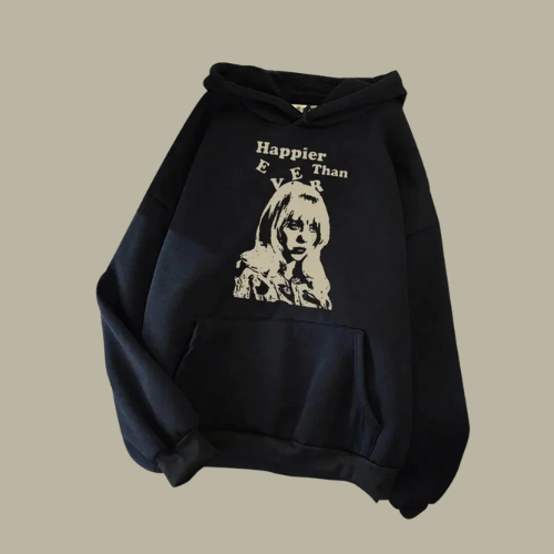 European and American trendy printed hoodie, casual music album